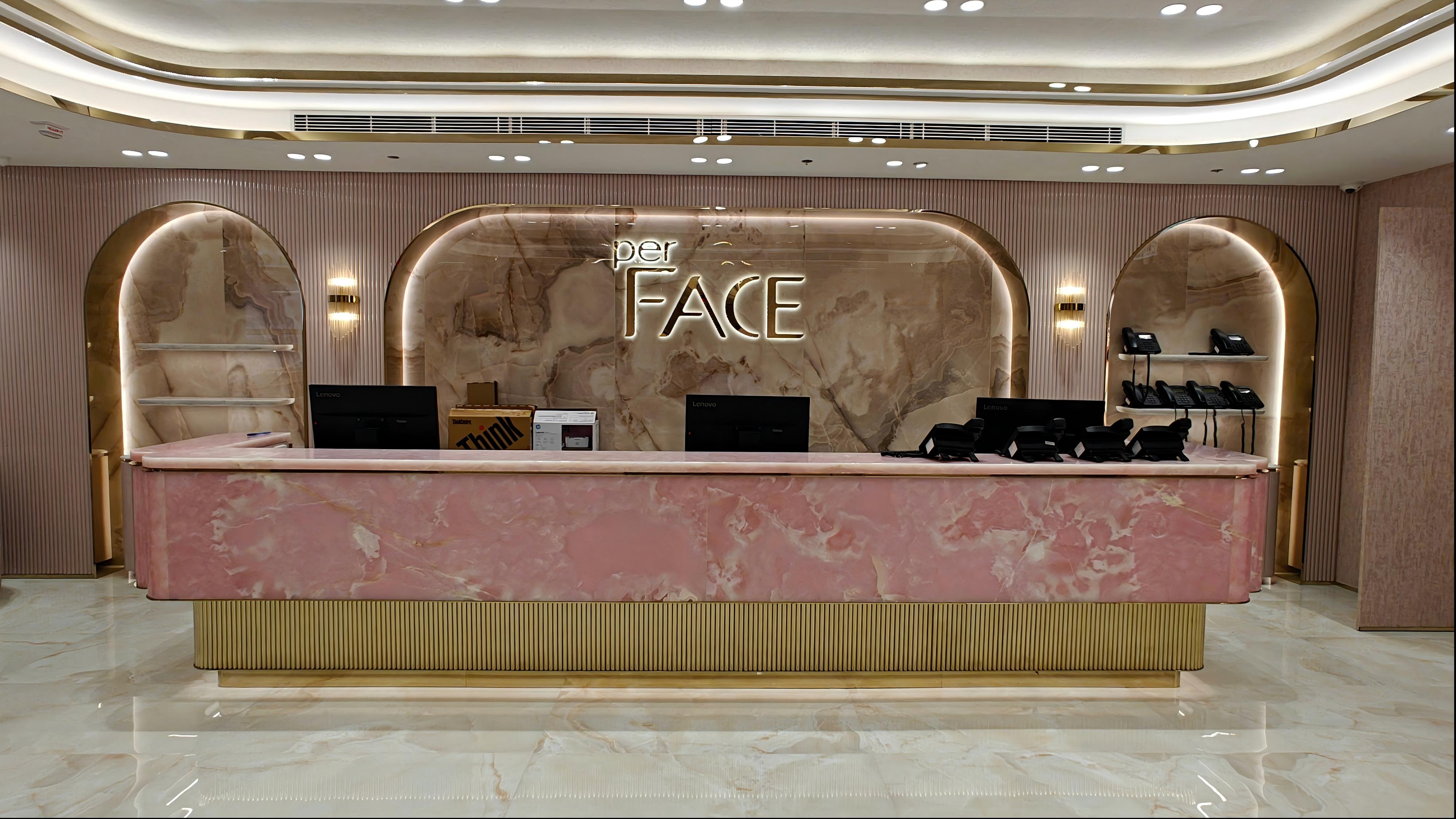 Pink onyx Reception Desk