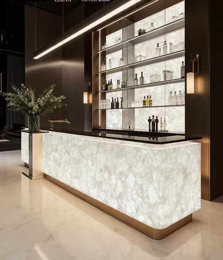 White Crystal Quartz Bar Counters